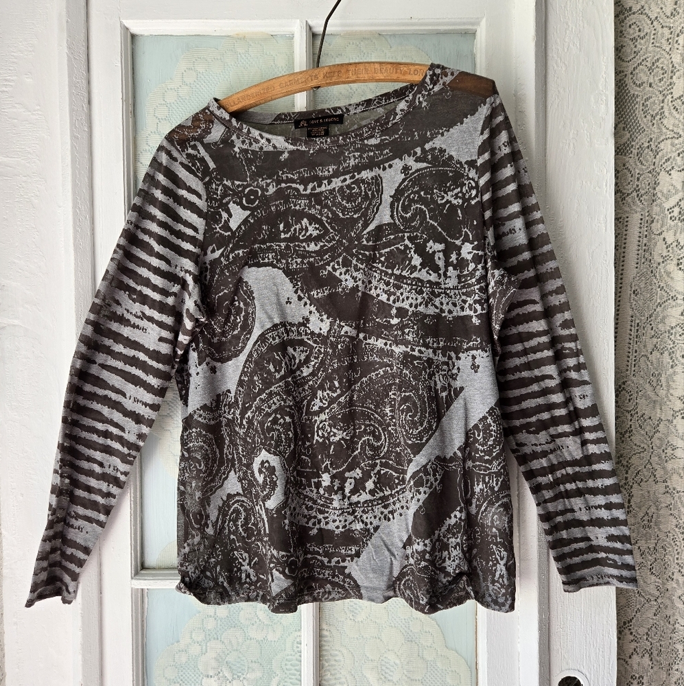 Love & Legend Paisley Stripe Boho Top Plus Size 2X
